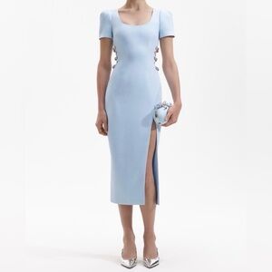 Self-Portrait Light Blue Midi Dress